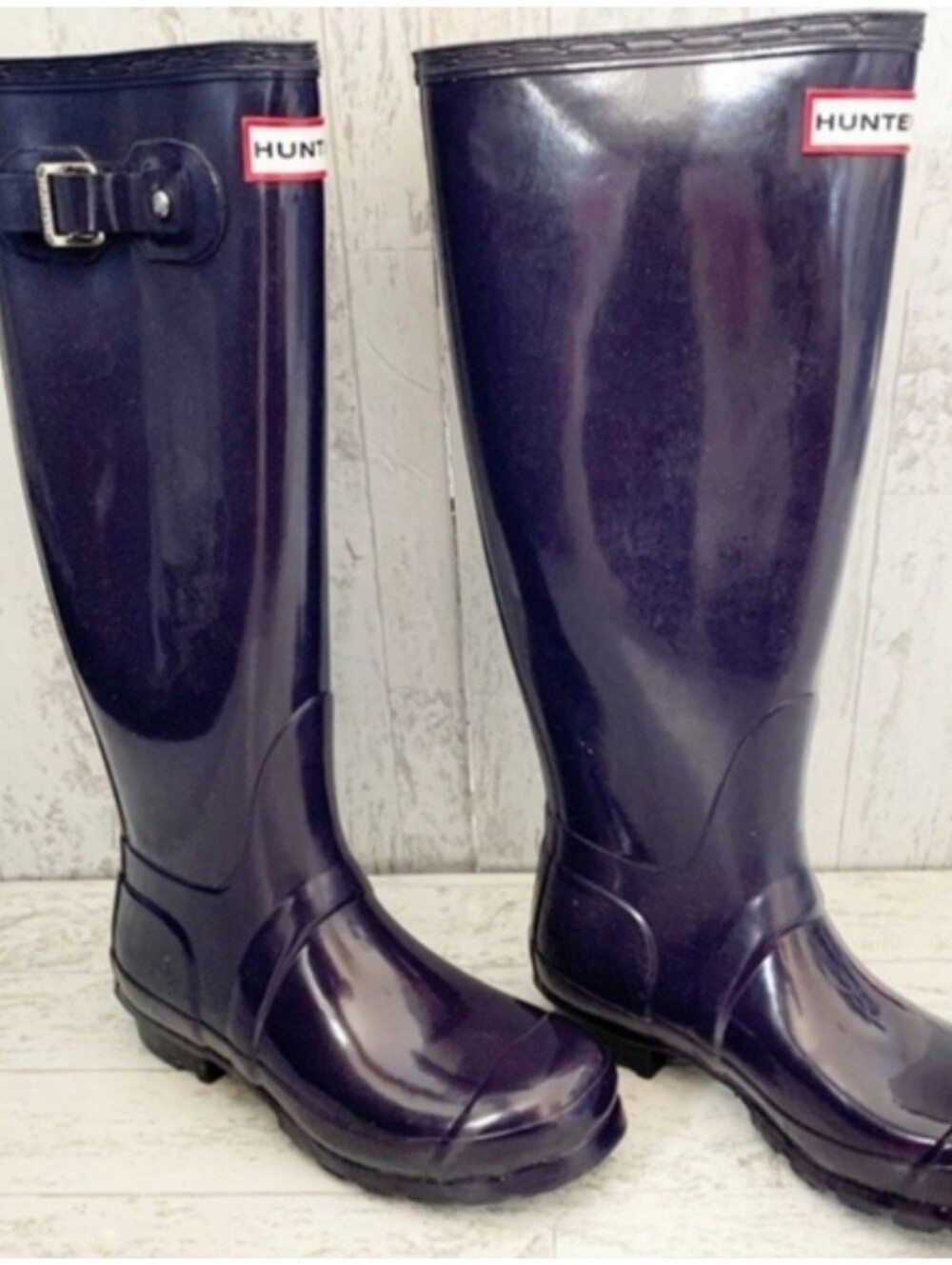 Hunter Original Tall Gloss Rain Boots Purple Aubergine Women’s EU 35/36 - Picture 2 of 7